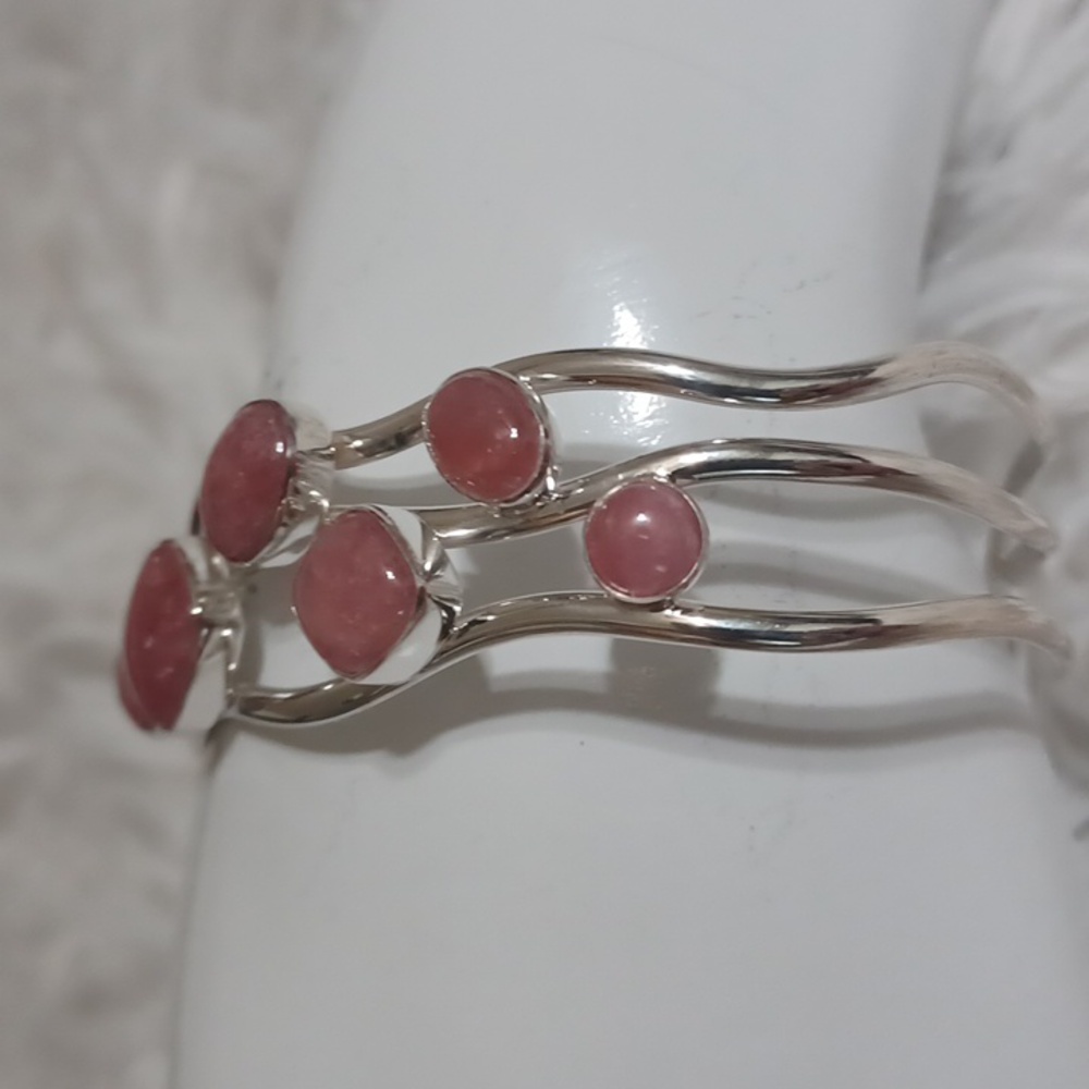Jay King Mine Finds Sterling Silver Rhodochrosite Bangle Bracelet NIB *RARE* - Picture 4 of 9